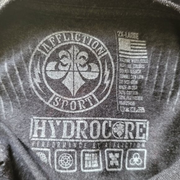 Affliction T-Shirt Mens 2XL Grunge Gray Y2K Skull Short Sleeve - Picture 7 of 7